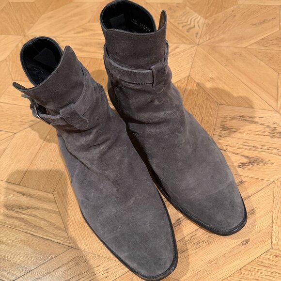 Saint Laurent Gray Suede Wyatt Jodhpur Boots SZ 42/US 9 main image 4
